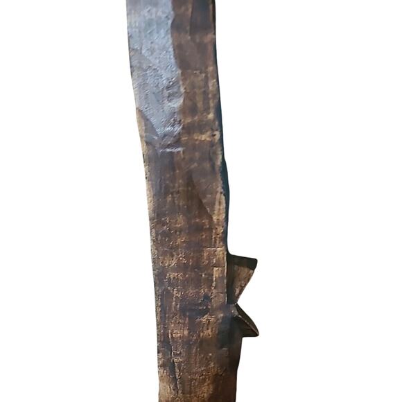 Vtg AFRICAN TRIBAL MASK Hand Carved Wooden Spirit Figure with Cowry Beads - Picture 5 of 9